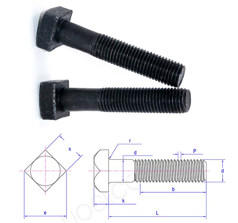 Coarse thread square head bolts