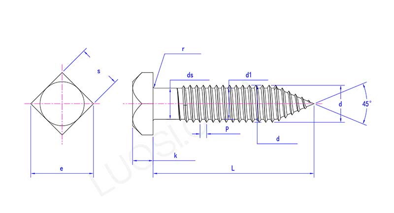 Robust Square Head Lag Screws Black Oxide Finish